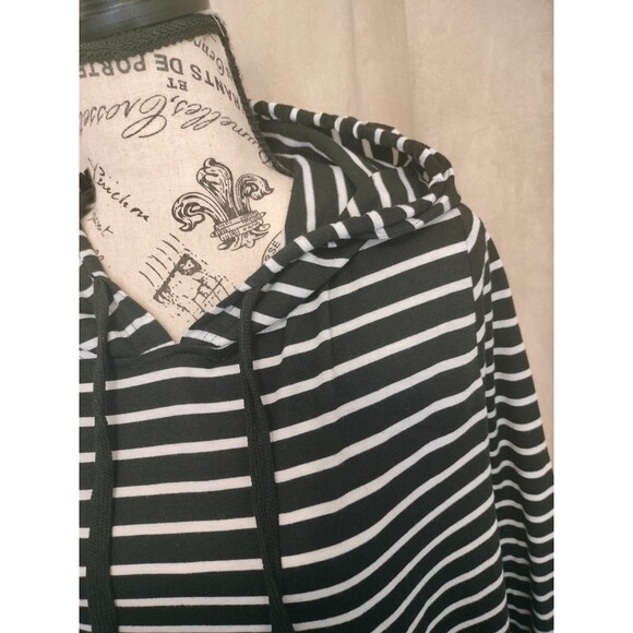 EUC! Shein Women's Black White Stripe Hooded Long Sleeve Pullover Dress.Size XL - Picture 2 of 7